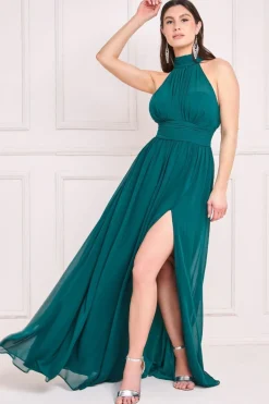 Women * Halterneck Chiffon Maxi With Thigh Split