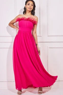 Women * Bridesmaids Chiffon Maxi Dress - Hot Pink