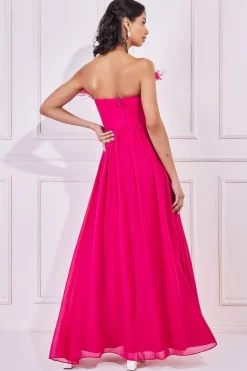 Women * Bridesmaids Chiffon Maxi Dress - Hot Pink