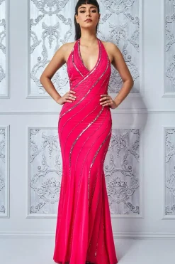 Women * Sequin Halter Neck Maxi Dress