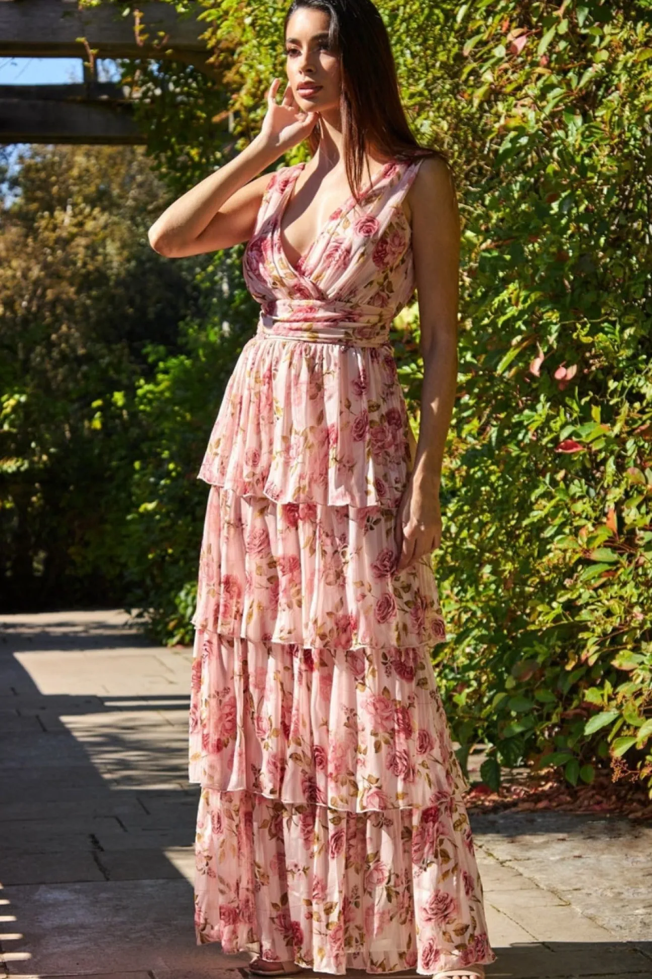Women * Tiered Chiffon Floral Maxi