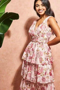 Women * Tiered Chiffon Floral Maxi