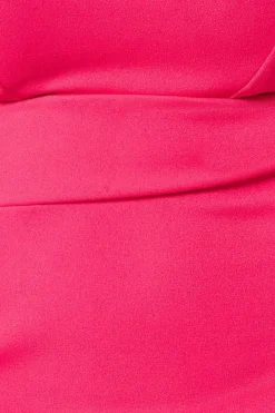 Women * Bandeau Scuba Midi Dress - Hot Pink