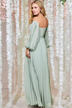 Women * Bardot Chiffon Pleated Maxi