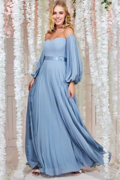 Women * Bardot Chiffon Pleated Maxi