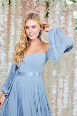 Women * Bardot Chiffon Pleated Maxi