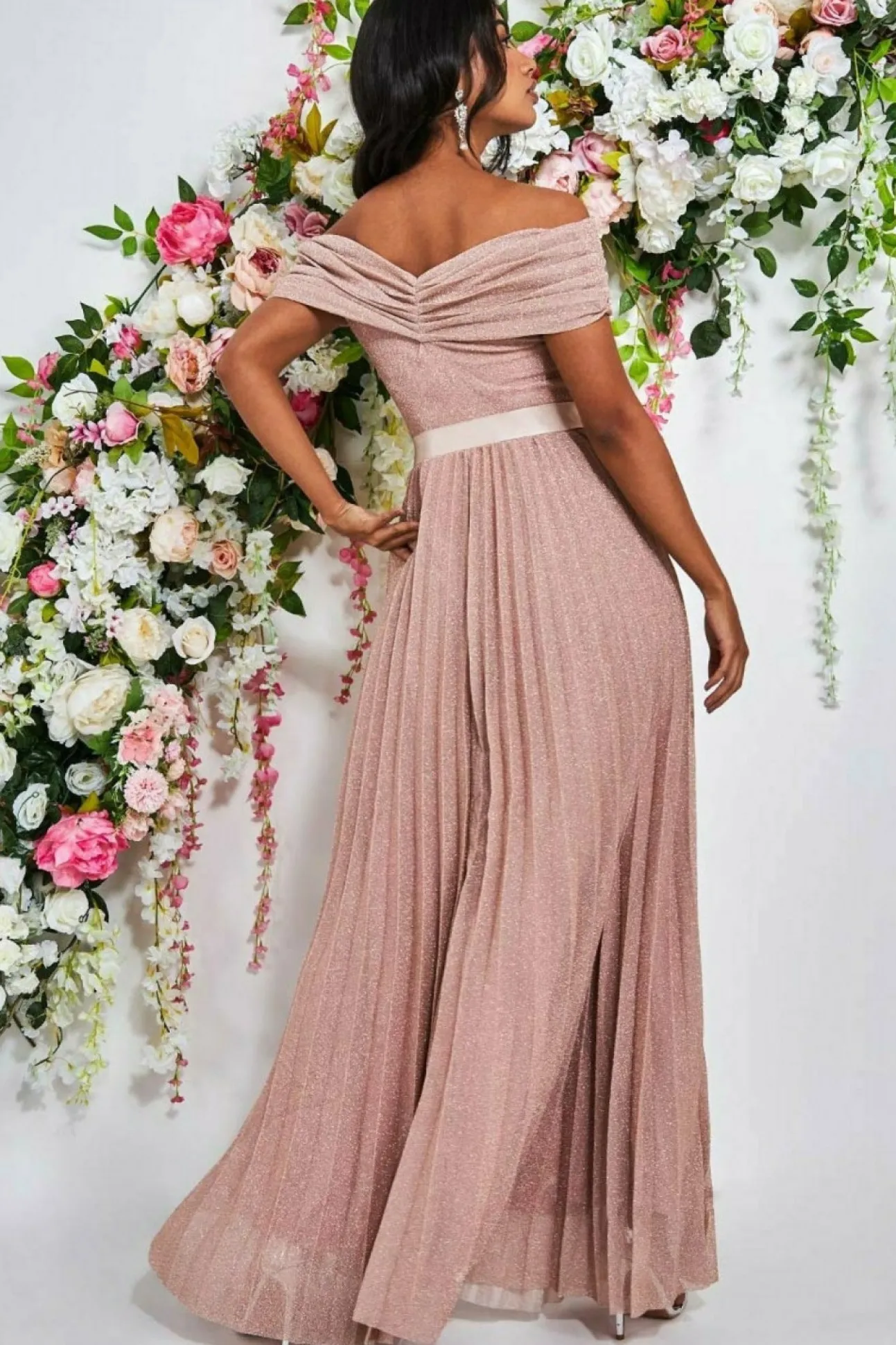 Women * Bardot Pleated Skirt Maxi Dress