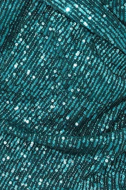 Women * Bardot Sequin Pleated Maxi Dress Green