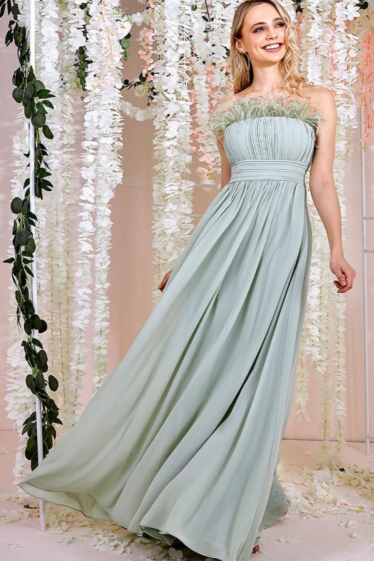 Women * Bridesmaids Chiffon Maxi Dress - Sage Green