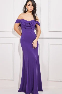 Women * Chiffon Bardot Cowl Neck Maxi Dress