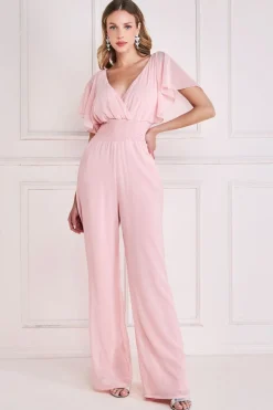 Women * Chiffon Jumpsuit With Flutter Sleeves