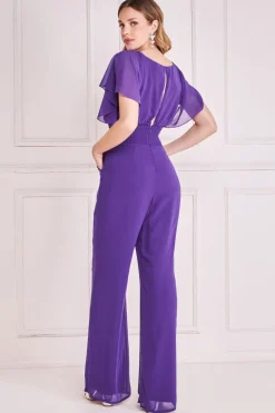 Women * Chiffon Jumpsuit With Flutter Sleeves