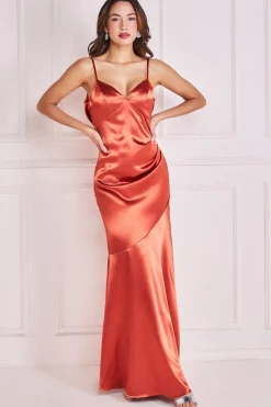 Women * Cowl Back Satin Maxi Dress