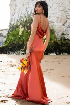 Women * Cowl Back Satin Maxi Dress