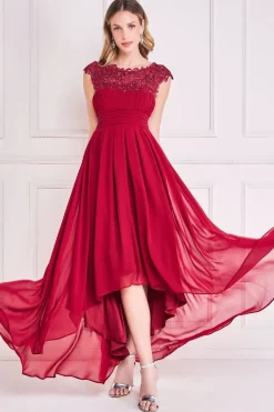 Women * Crochet & Pleated Top High Low Maxi