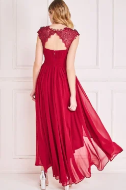 Women * Crochet & Pleated Top High Low Maxi