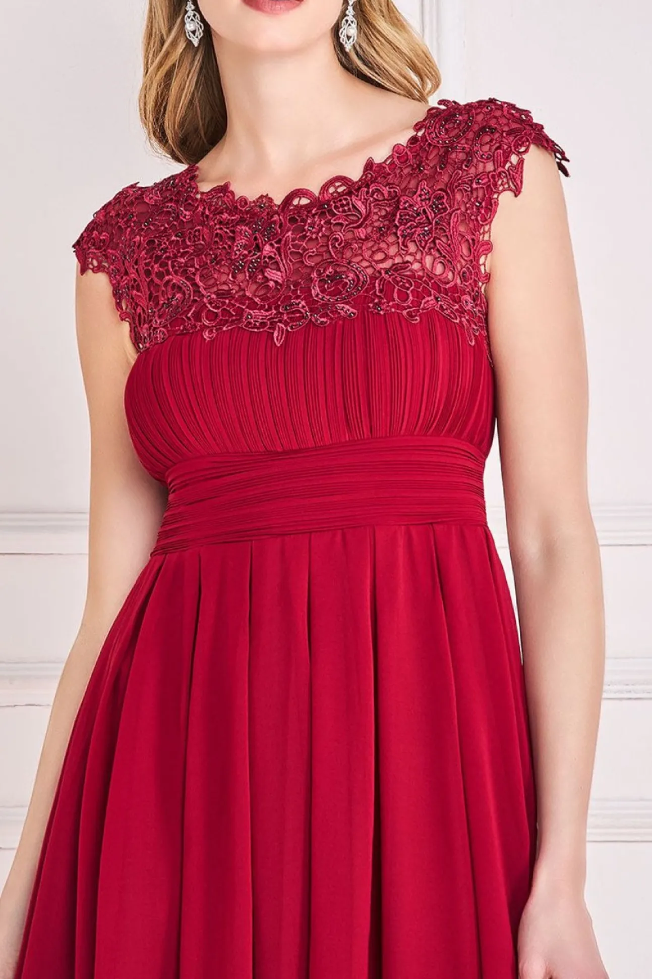 Women * Crochet & Pleated Top High Low Maxi