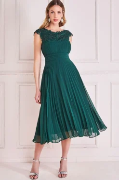 Women * Crochet & Pleated Top Midi