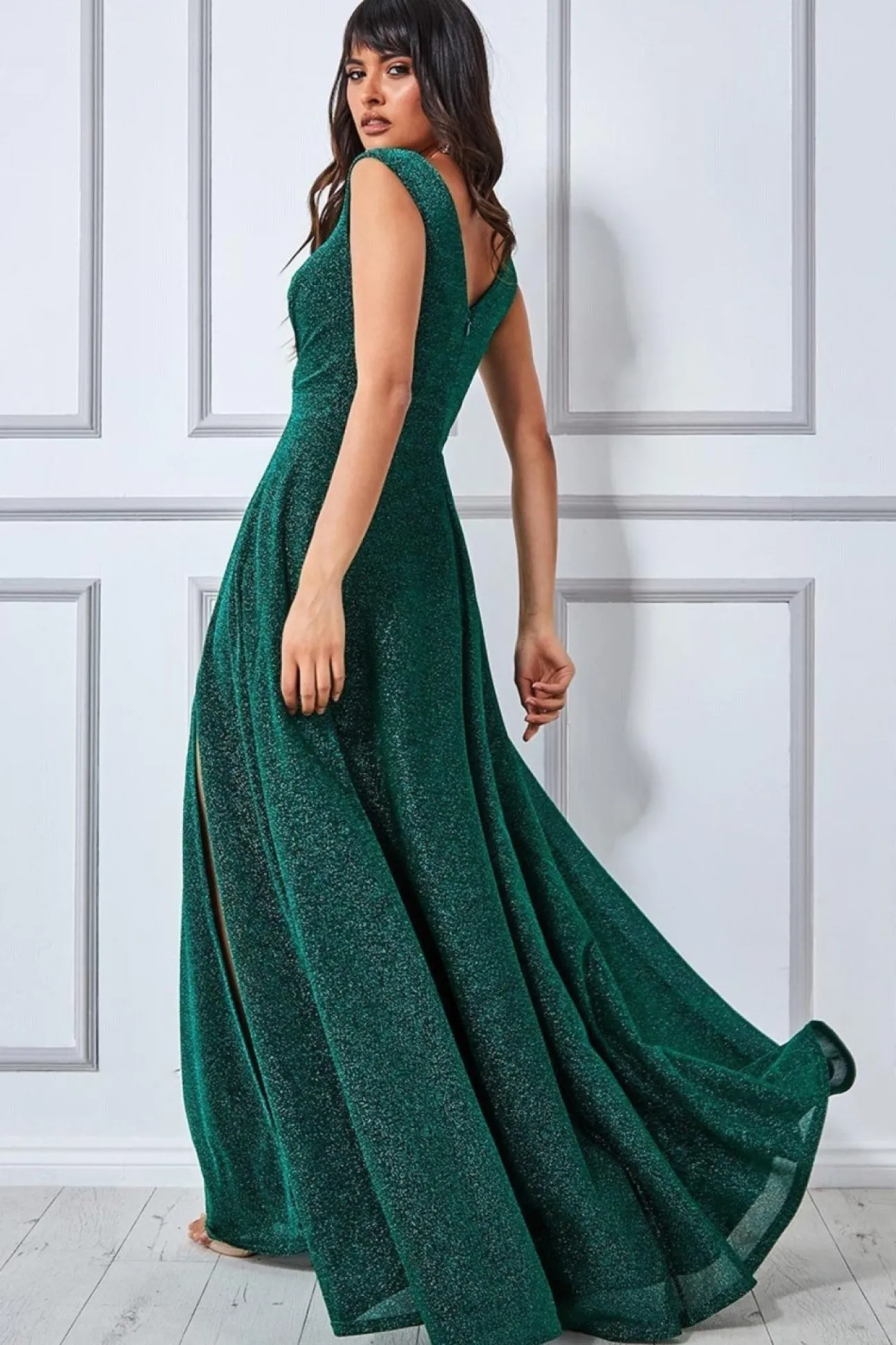 Women * Crossover Lurex Glitter Maxi Dress
