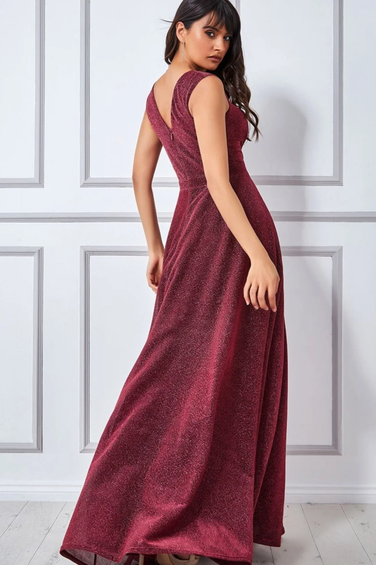 Women * Crossover Lurex Glitter Maxi Dress