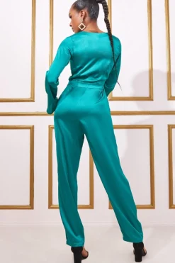 Women * Cut Out Satin Jumpsuit