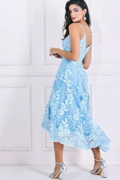 Women * Dipped Hem Sleeveless Lace Midi - Light Blue