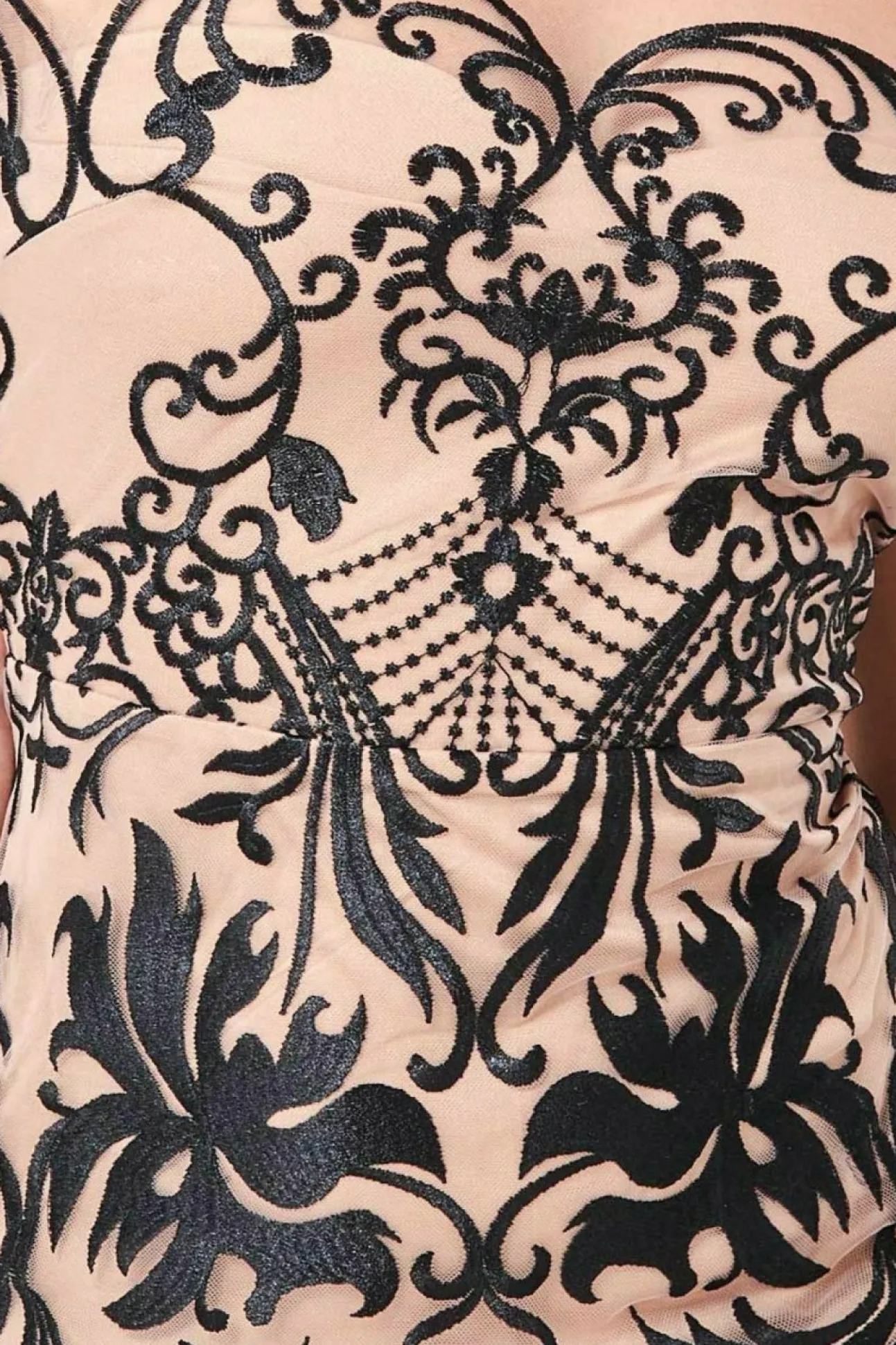 Women * Embroidered Mesh & Lace Midi Scalloped Hem