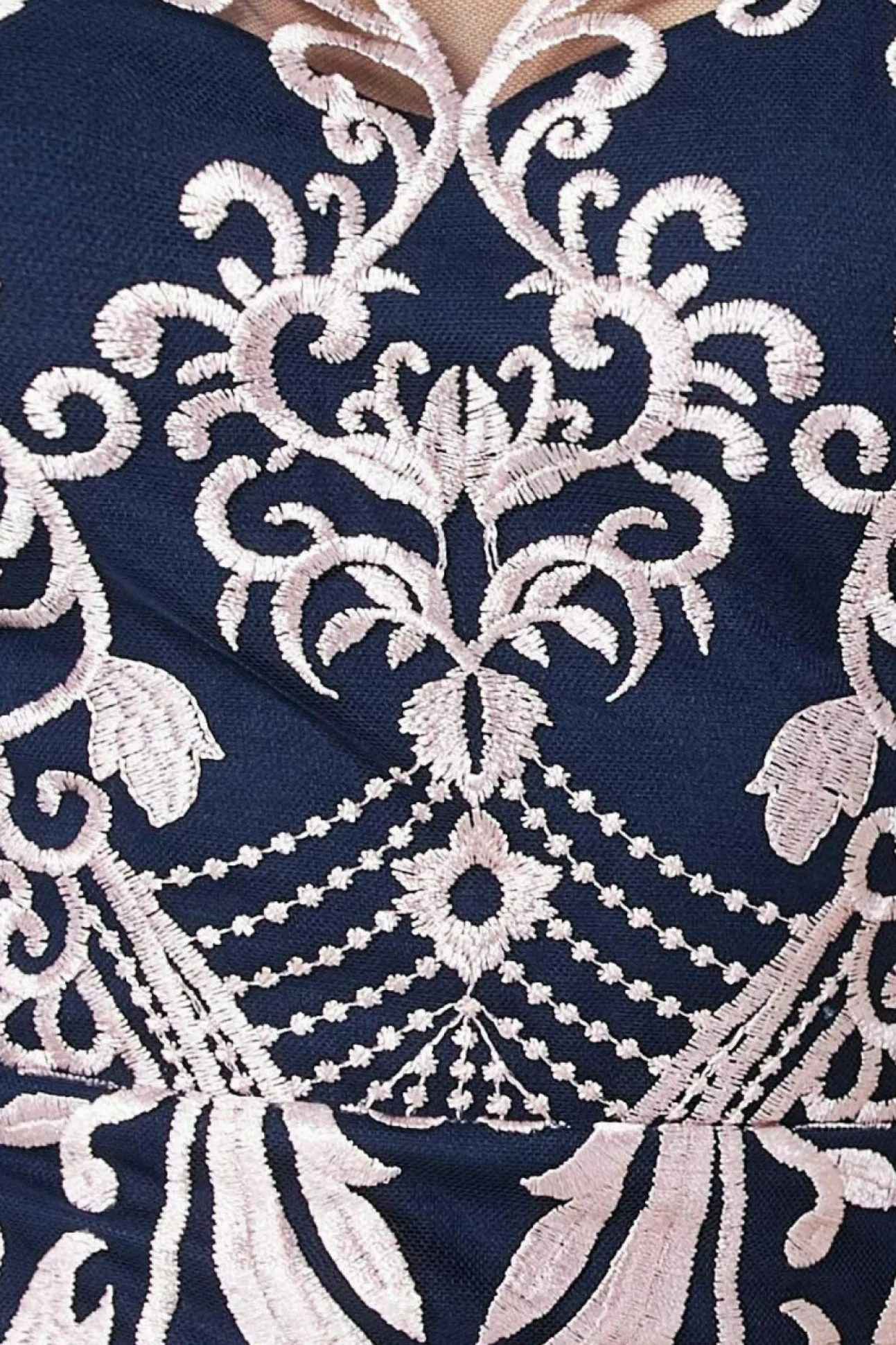 Women * Embroidered Mesh & Lace Midi Scalloped Hem