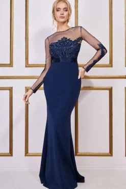 Women * Embroidered Mesh & Scuba Maxi
