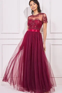 Women * Embroidered Mesh Maxi Dress
