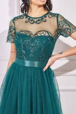 Women * Embroidered Mesh Maxi Dress