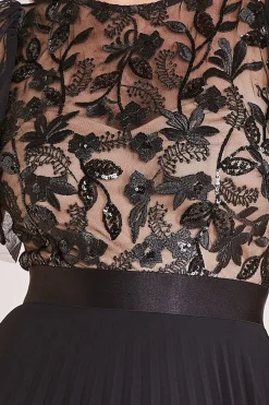 Women * Embroidered Top Chiffon Pleated Midi