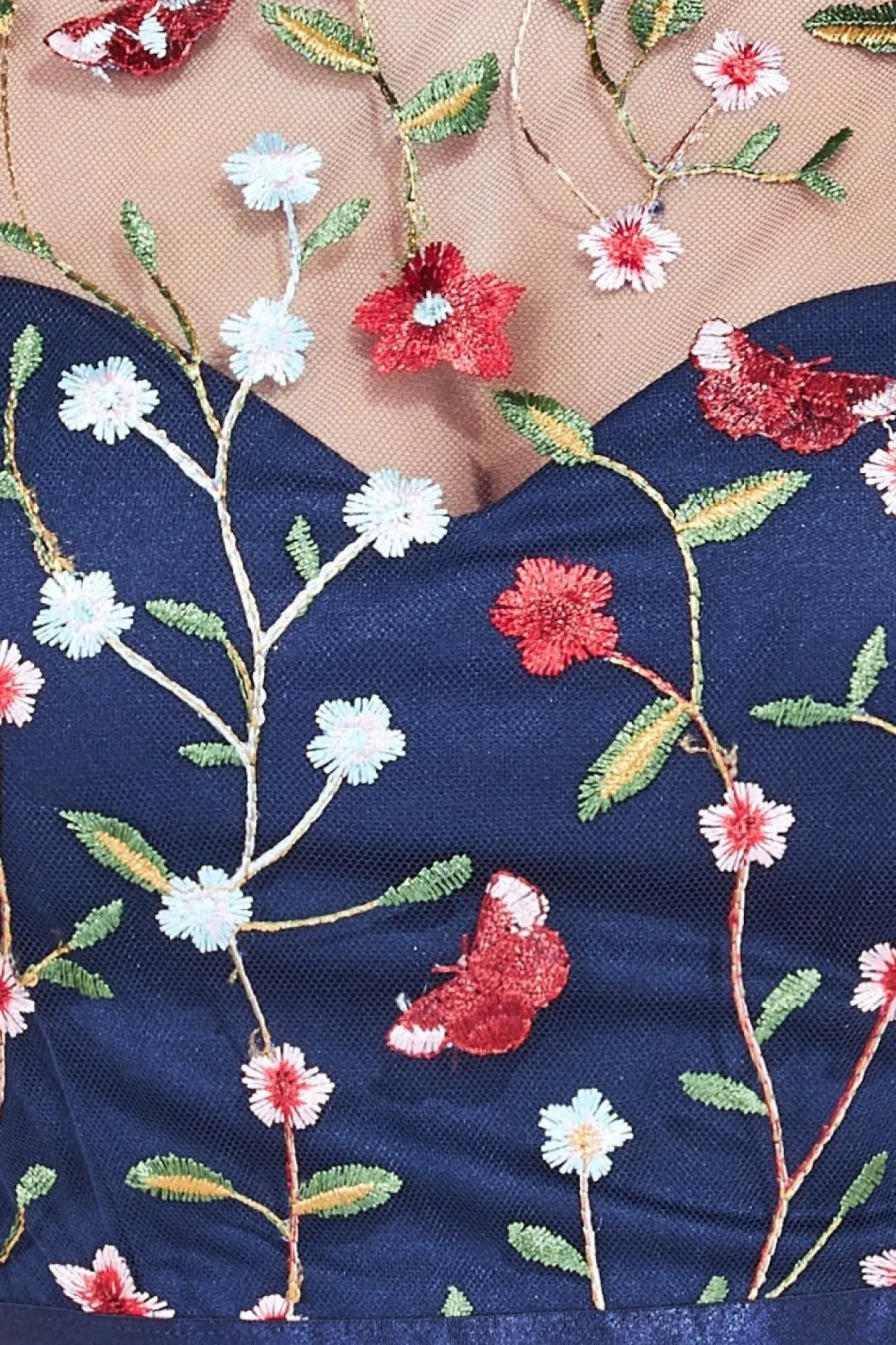 Women * Embroidered Top Flutter Sleeve Maxi