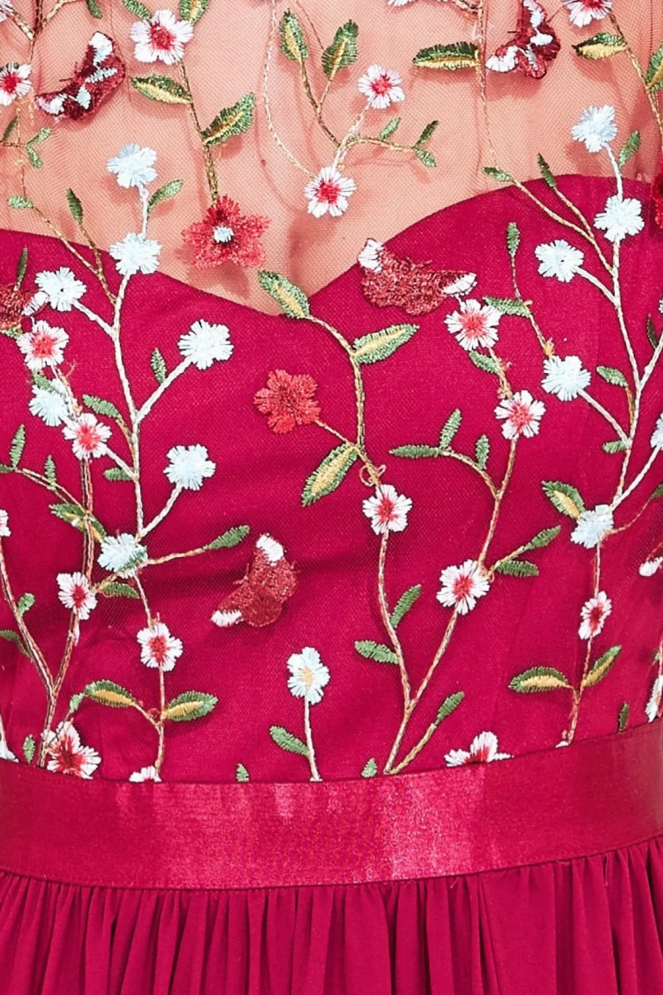 Women * Embroidered Top Flutter Sleeve Maxi
