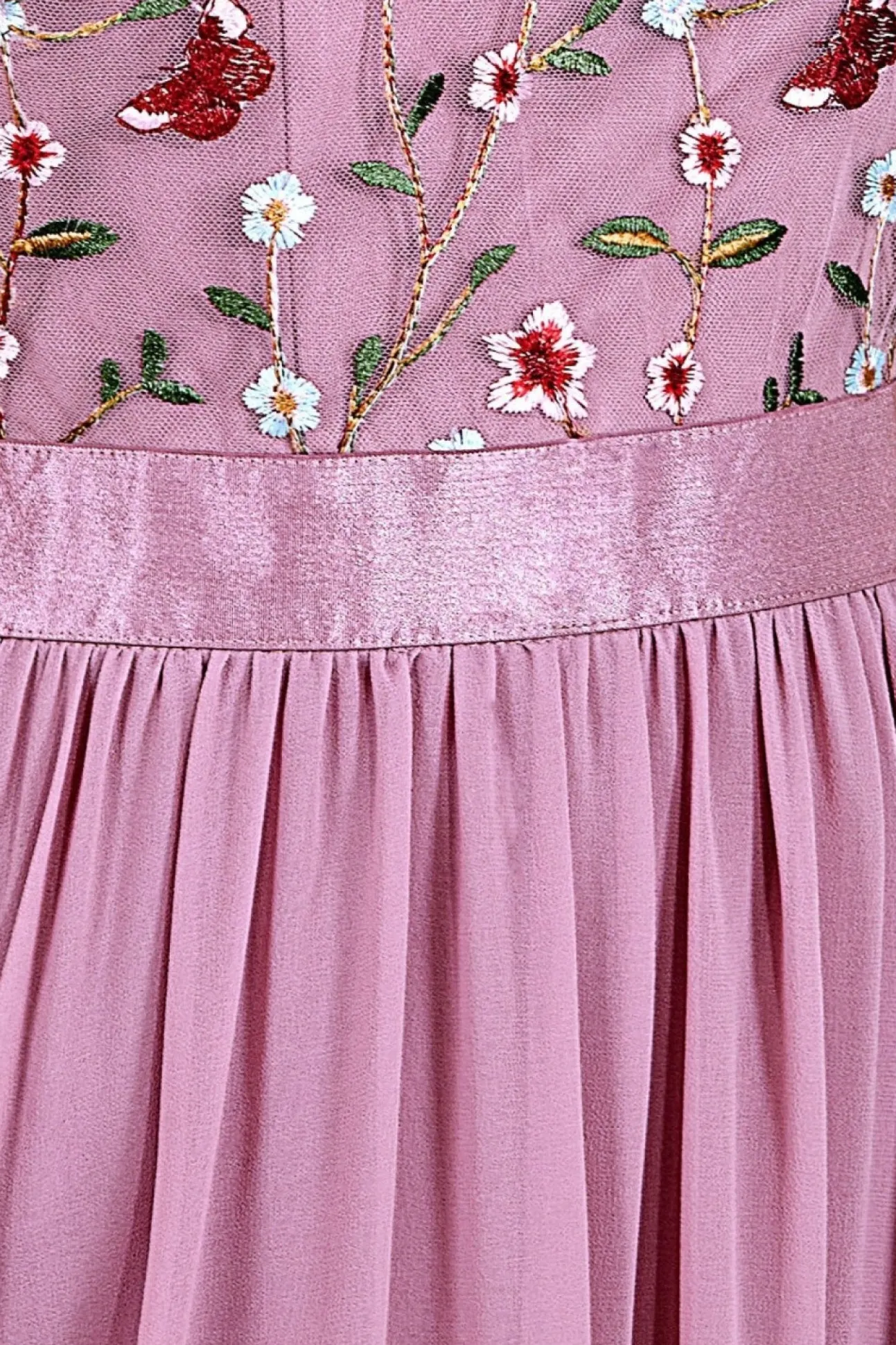 Women * Embroidered Top Flutter Sleeve Maxi