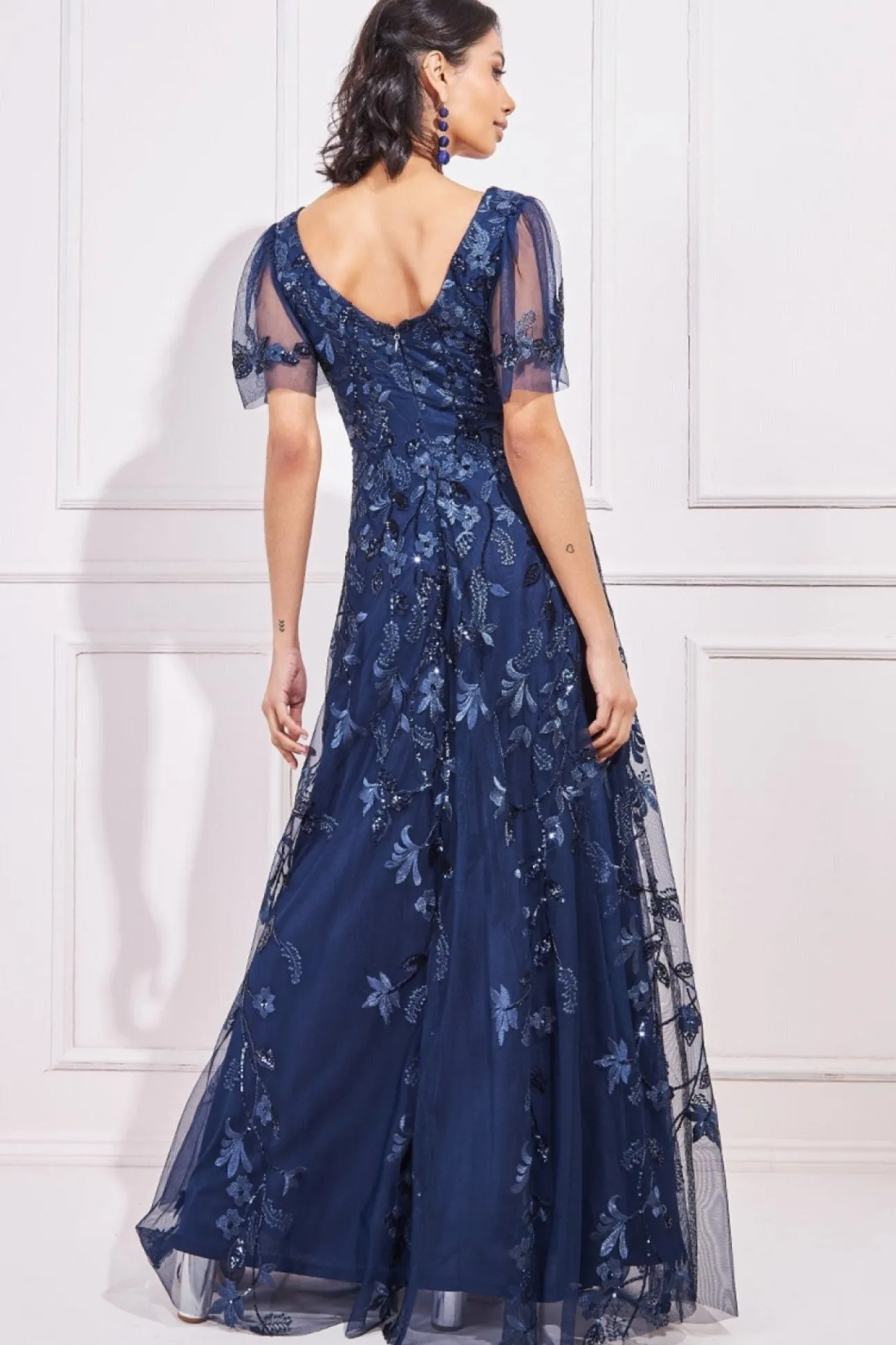 Women * Flared Sleeve Embroidered Maxi Dress