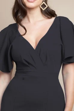 Women * Flared Sleeve Front Wrap Maxi Dress