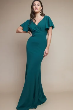 Women * Flared Sleeve Front Wrap Maxi Dress