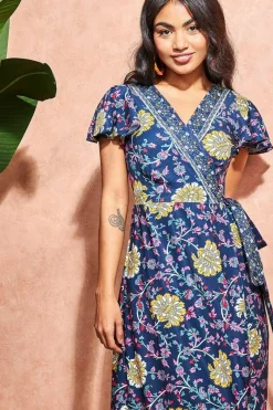 Women * Floral Print Maxi With Flutter Sleeves Print