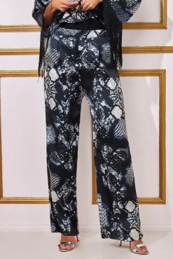 Women * Foil Print Wide Leg Trousers