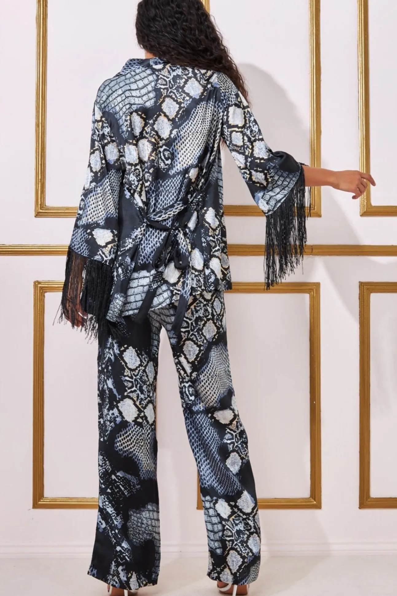 Women * Foil Print Wide Leg Trousers