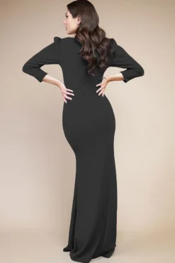 Women * Front Wrap Pleated Scuba Maxi Dress
