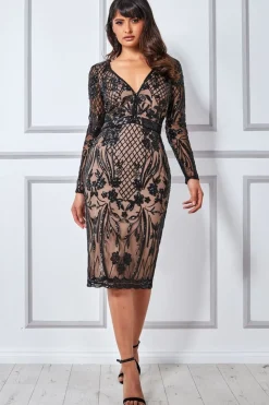 Women * Full Sleeve Sequin Midi Dress
