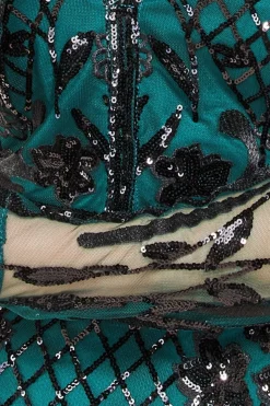 Women * Full Sleeve Sequin Midi Dress Green