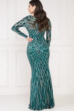 Women * Geo Sequin Long Sleeve Maxi Dress