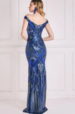 Women * Geometric Sequin Sleeveless Maxi - Royal Blue
