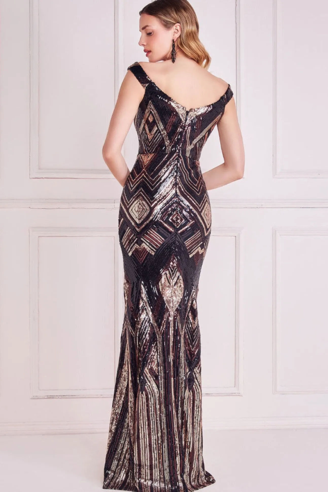 Women * Geometric Sequin Sleeveless Maxi
