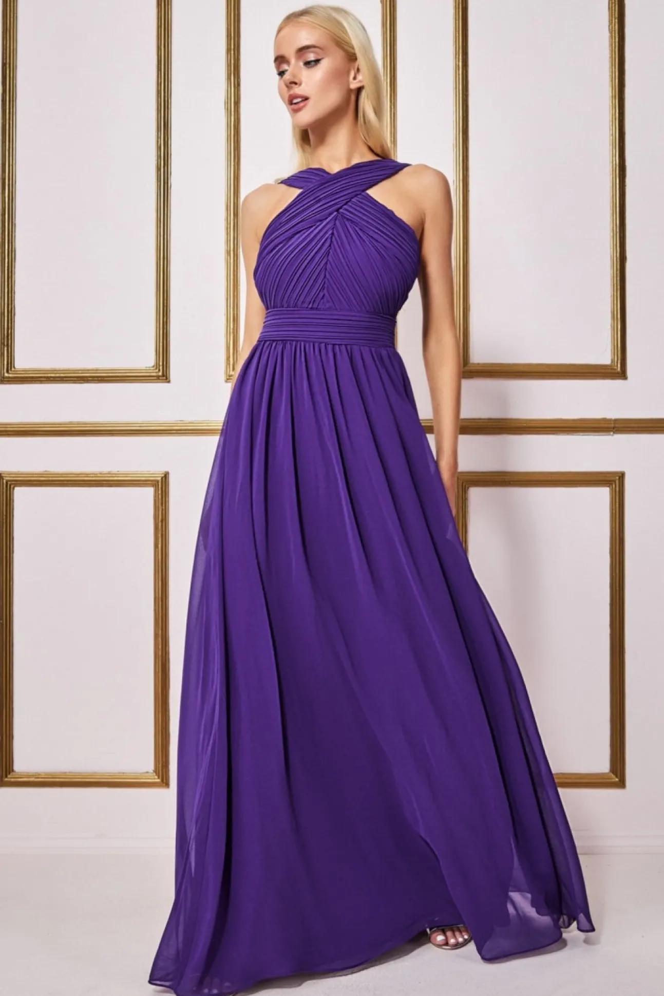 Women * Halter Neck Chiffon Maxi Dress