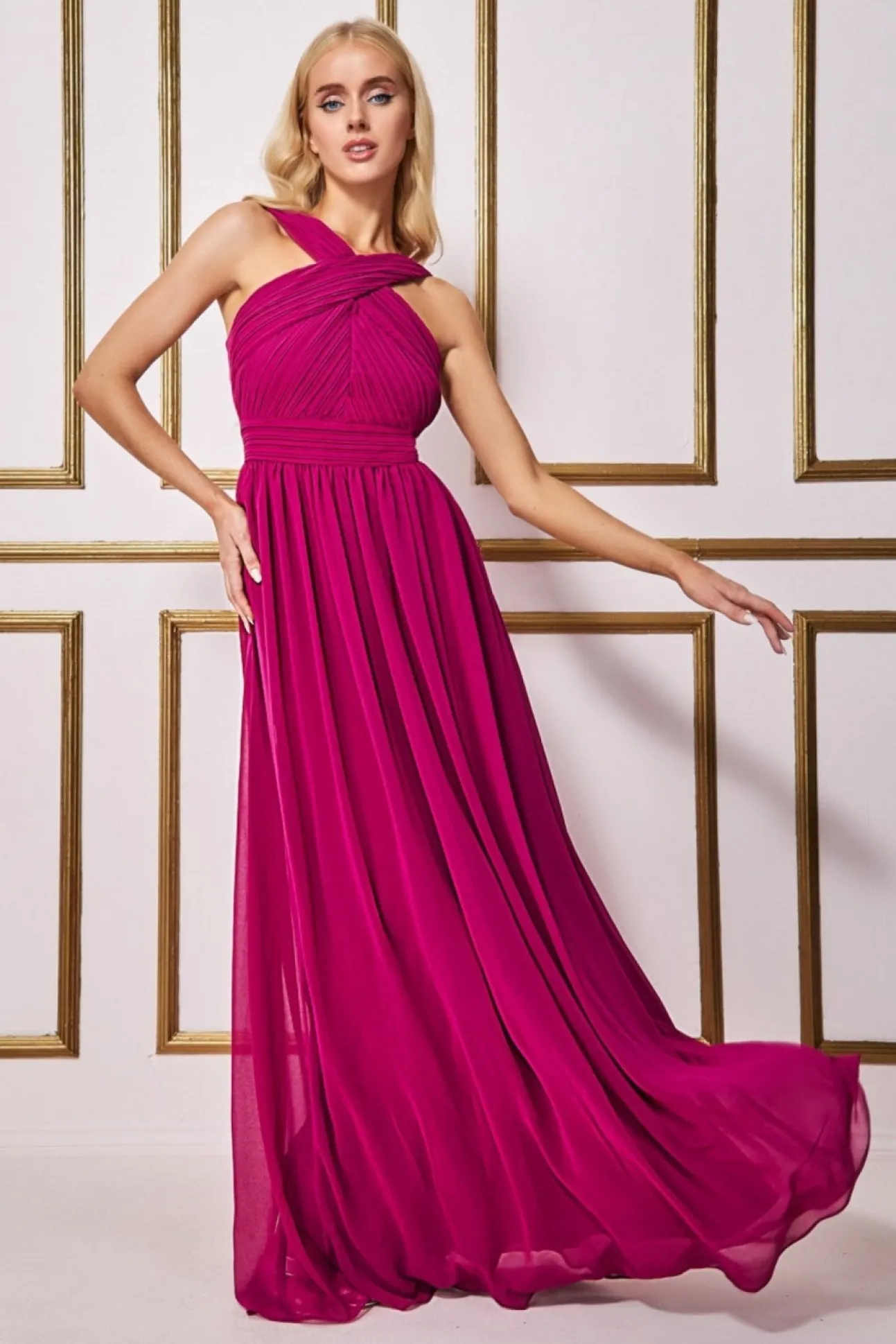 Women * Halter Neck Chiffon Maxi Dress