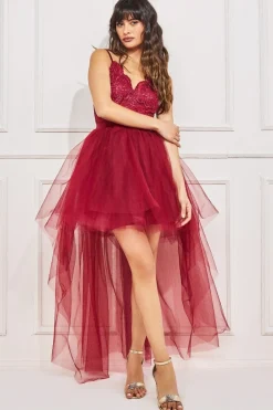 Women * High Low Tulle Midi With Lace Bodice